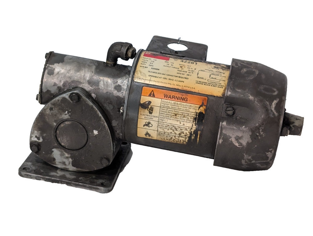 Dayton 4Z281 Right Angle Gearmotor 1/8HP, 173RPM, Single Phase, 115V, 2A, 10:1