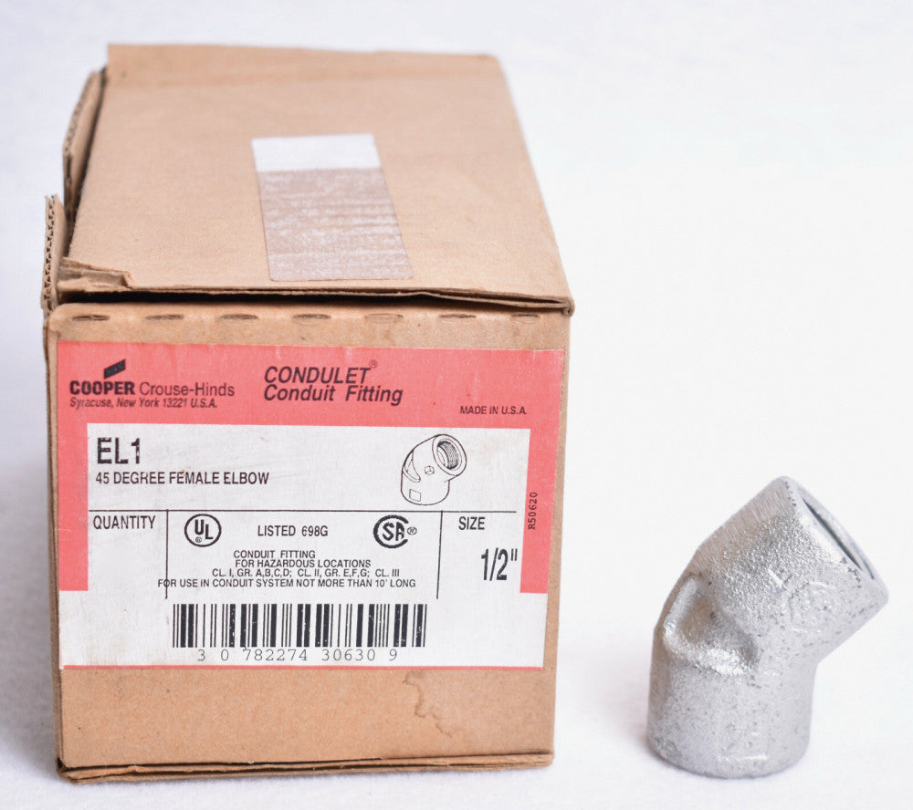 Cooper Crouse-Hinds Explosionproof Elbow 1/2" 45° Female Female EL1