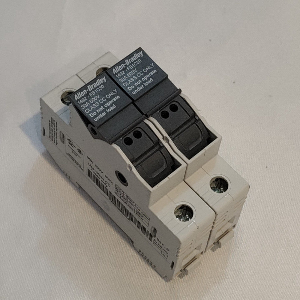 Lot of 2 Allen Bradley 1492-FB1C30-L Series A CC Fuse Holder - 600V 3A