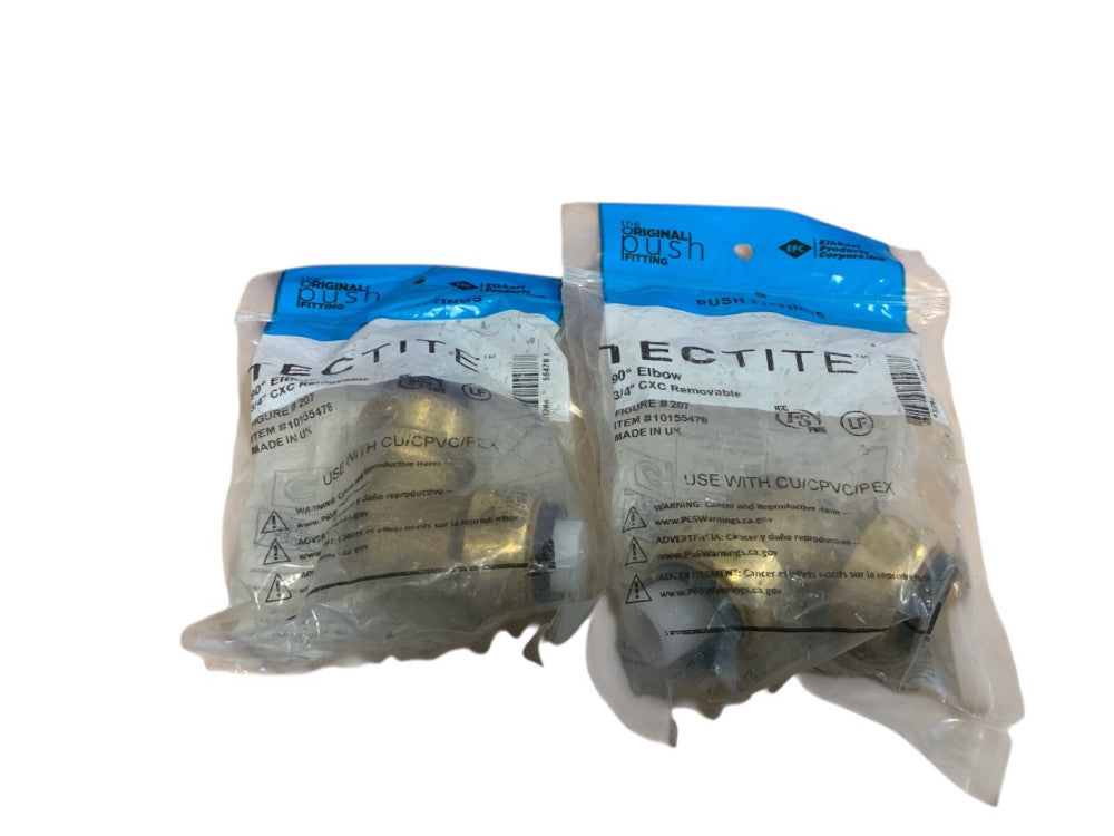 (2) New Tectite 90º 3/4" Push Elbow CxC Removable 10155478 Series 207