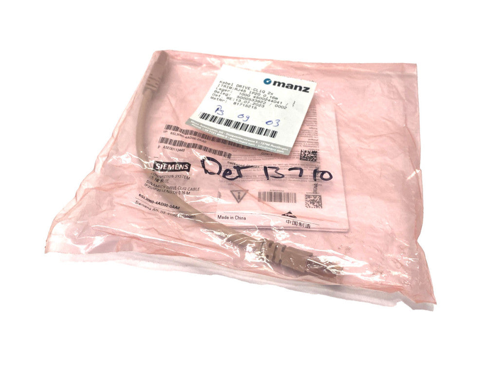 Siemens 6SL3060-4AD00-0AA0 SINAMICS DRIVE-CLIQ Cable RJ45 0.16m