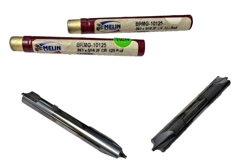 MELIN BRMG-10125, .063 x 5/16" 2F CR .125 RAD CORNER ROUND END MILL, LOT OF 2