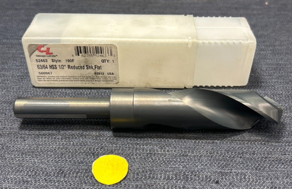 CHICAGO LATROBE REDUCED SHANK HSS DRILL BIT  52463  63/64