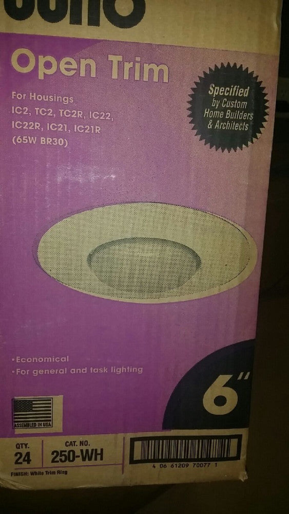 NEW Juno Lighting 250-WH 6-Inch BR30 Open Frame  White Trim ( 12 TRIM )