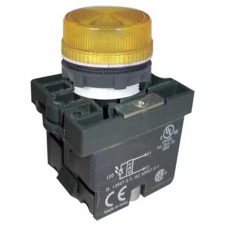 Dayton 30G211 Pilot Light, Led, 22Mm, 24Vac/Dc, Yl, Plastic
