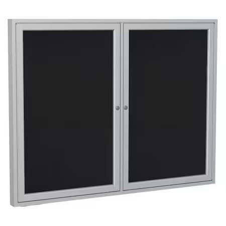 Ghent Pa23660tr-Bk Enclosed Rubber Bulletin Board 36"X60", 2 Hinged Door, Black