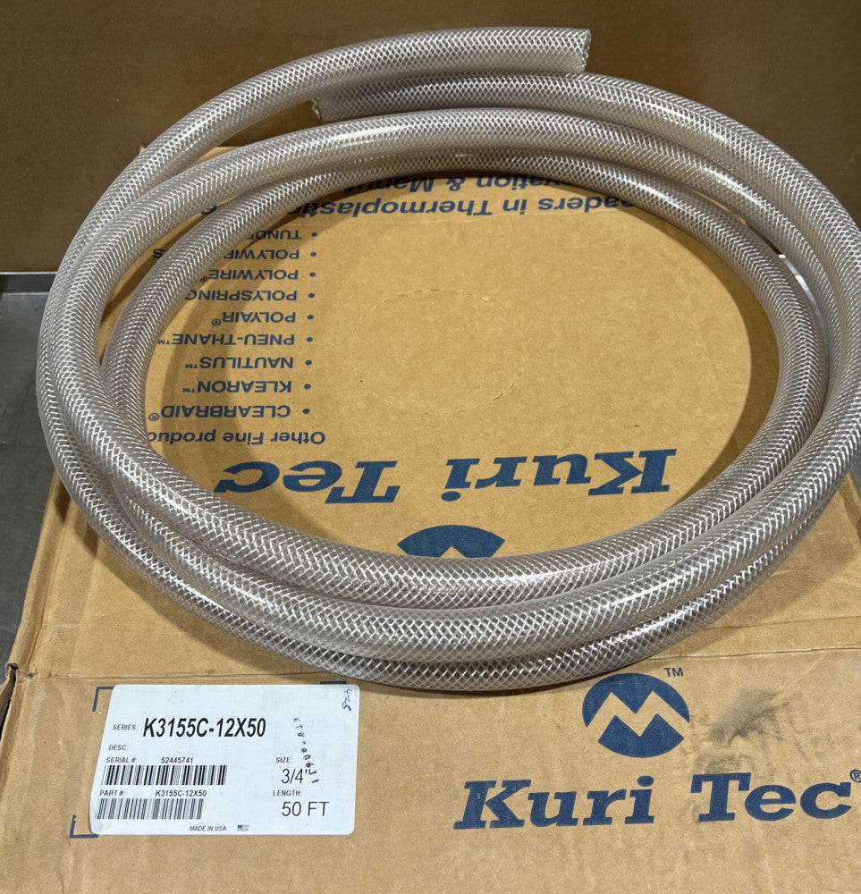 Kuri Tec K3155-12X50 Clear BRAID 3/4IN X50FT COIL Nos Surplus