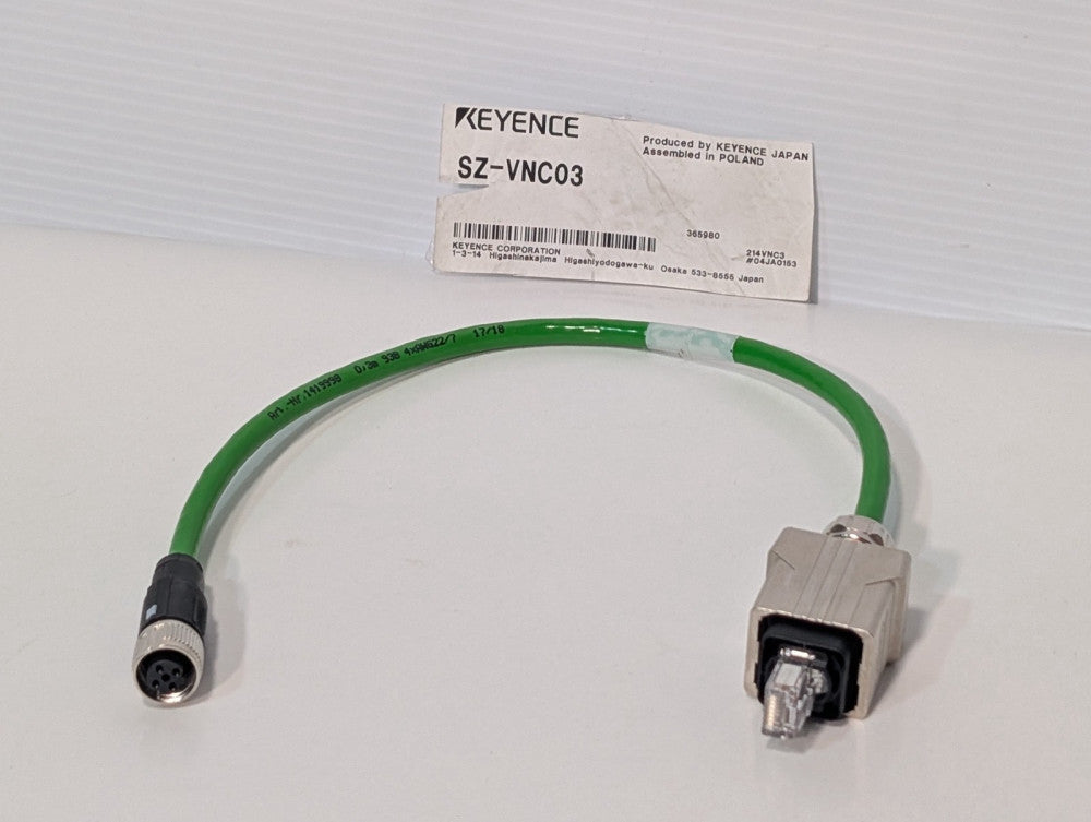 Keyence SZ-VNC03 Main Unit Ethernet Connection Cable RJ45 to M12 Connector 0.3m