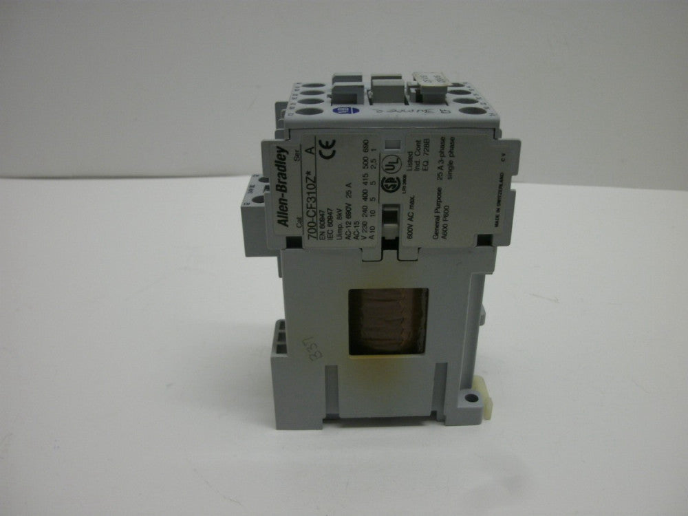 ALLEN BRADLEY 700-CF310Z* SER A GENERAL PURPOSE CONTACTOR AC-12 690V 25A 3 PHAS 