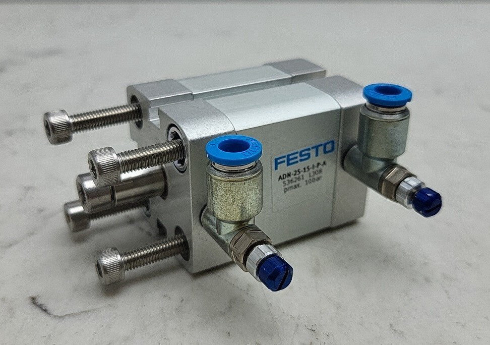 Festo ADN-25-15-I-P-A 536261 Compact Cylinder With Regulators *USED See Pictures