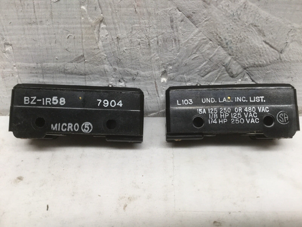 Micro Switch BZ-IR58 Pin Plunger 15A 125, 250 or 480 VAC (Lot of 2)