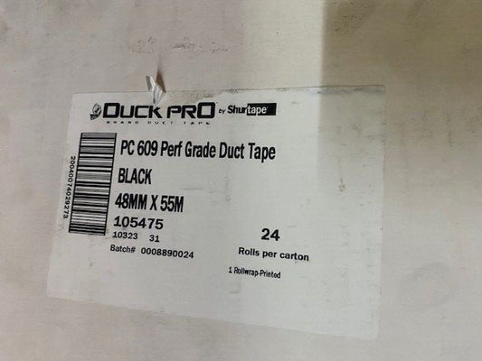 24 PACK Shurtape PC609 1 7/8" x 60 Yards Black Performance Grade Cloth Duct Tape