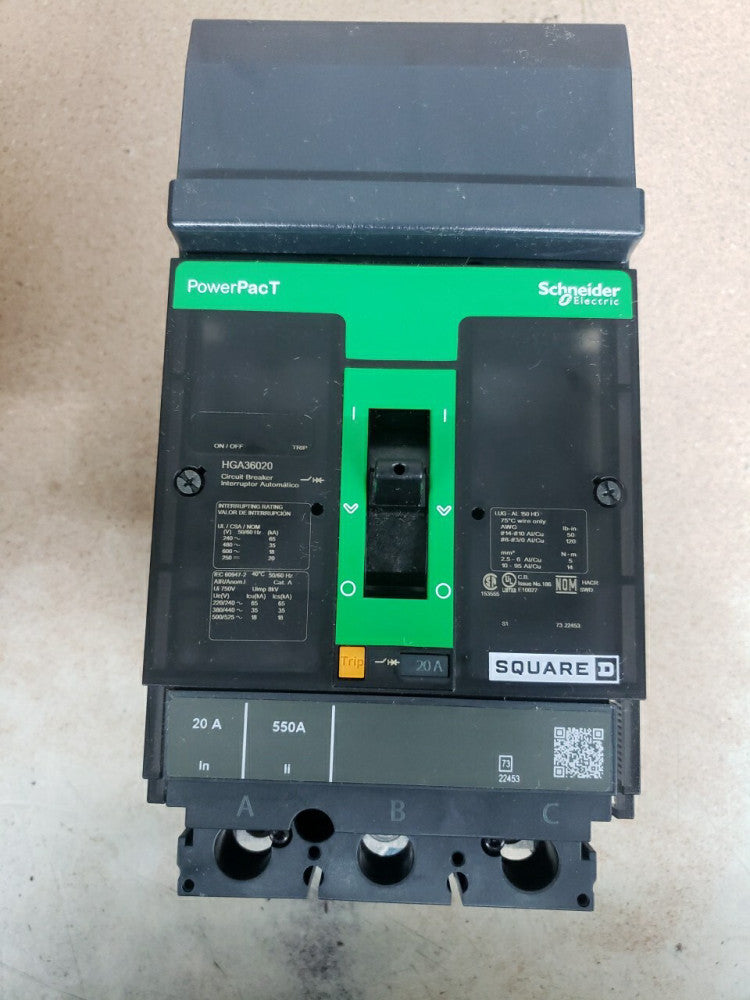 NEW OLD STOCK SQUARE D HGA36020 600V 20A