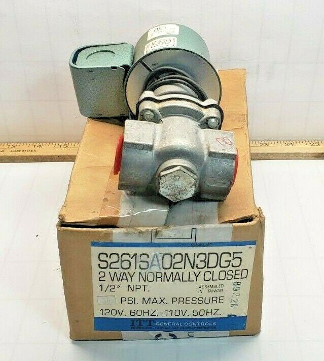 NEW ITT 2 WAY NORMALLY CLOSED SOLENOID VALVE 1/2" NPT 120 VAC  S261SA02N3DG5