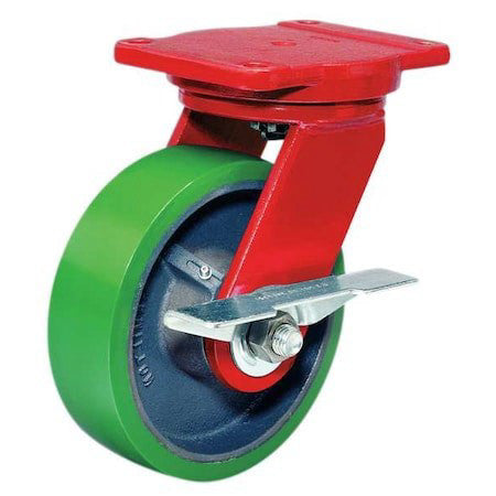 Hamilton S-Hs-8Db-4Sl-Fb Plate Caster,Swivel,Poly,8 In.,1500 Lb.,Grn