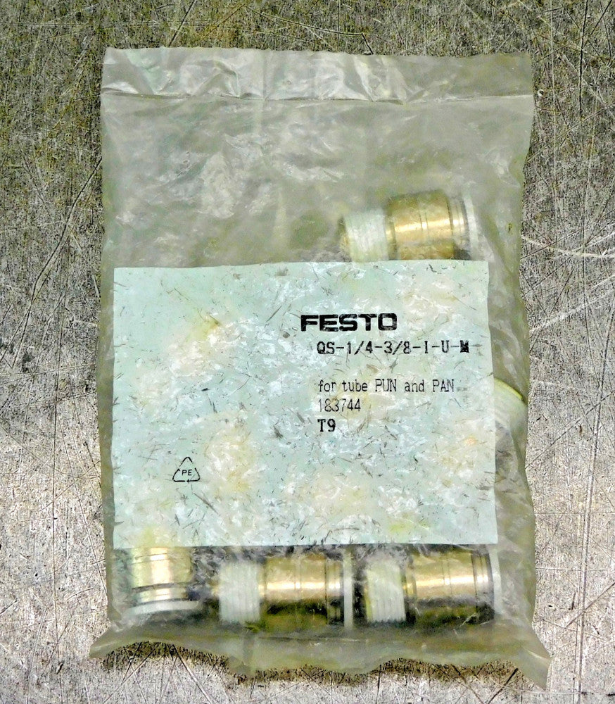 Festo QS-1/4-3/8-I-U-M  Straight Push In Fitting 3/8" x 1/4" NPT Lot of Ten (10)