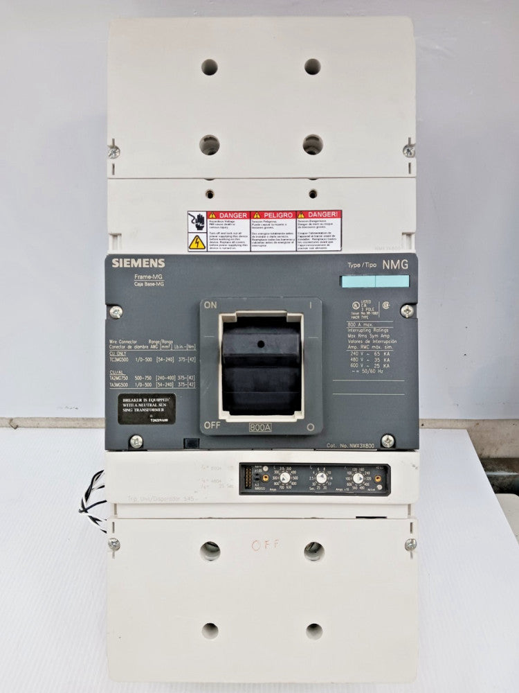 Siemens 800 Amp Circuit Breaker 3 Pole 600 VAC 35kA NMX3X800 W/ Shunt Trip