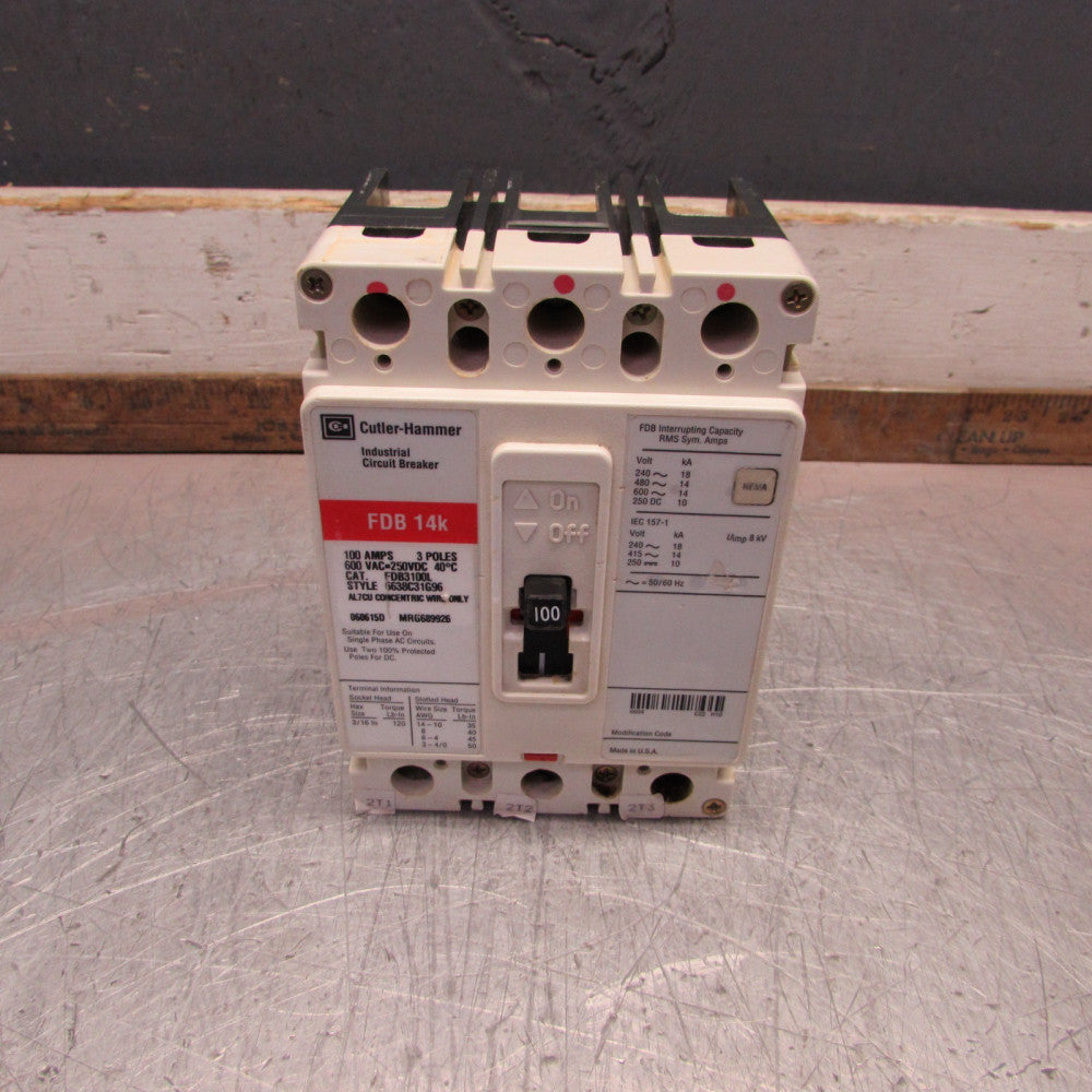 EATON / CUTLER-HAMMER FDB3100L , MCCB, 3p/100A/600V, CLEAN TAKEOUT!  MAKE OFFER!