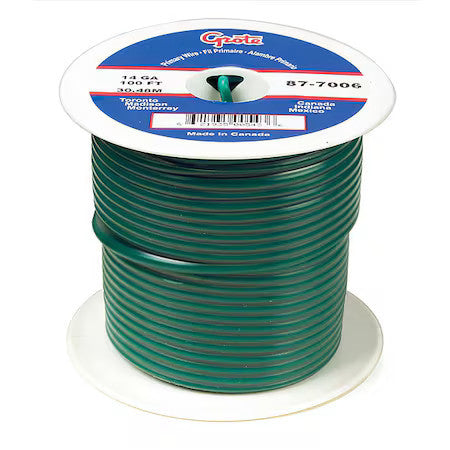Grote 87-8006 Primary Wire, Gpt, 16 Awg, 1C C, Green, Pvc, Stranded, 60V, 100