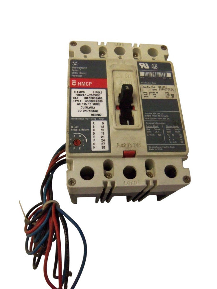 WESTINGHOUSE HMCP003A0C 3A w/ A1X1LB  UNMP