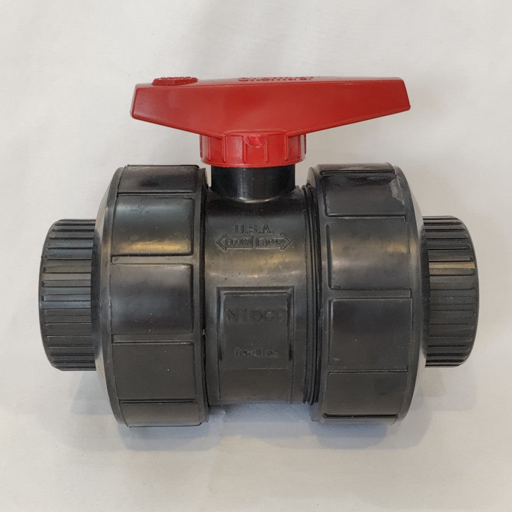 Nibco Chemtrol 2" Threaded Tru-Bloc Ball Valve S61TU-V, 150 psi, Black PP
