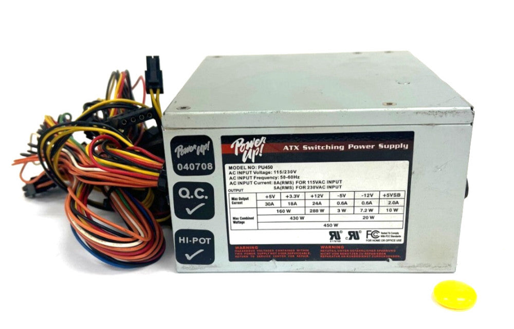 POWER UP PU450 ATX SWITCHING POWER SUPPLY 450 WATTS 50/60HZ