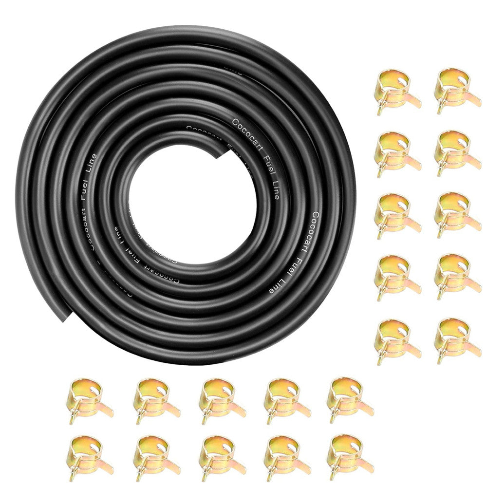 10-Foot Length Stretchy 1/4 Inch ID Fuel Line+20pcs 2/5" ID Hose Clamps for K...