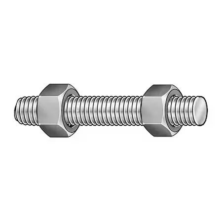 Usa Fastener B7-1-7.5-8 Threaded Stud, Fluoropolymer Coated, 8 Pk