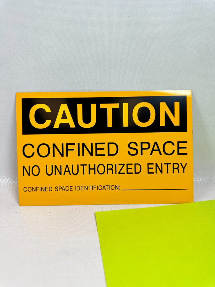 4pcs. Safety Sign "Caution Confined Space" Yellow ADHESIVE BACK 5-1/2" x 8-1/2"