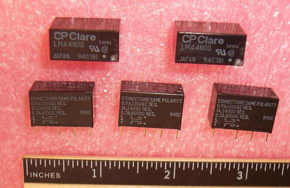 QTY (5) LM44N00 CP CLARE 9Vdc 2A DPDT 2-form-C SWITCHING REED RELAYS 9V