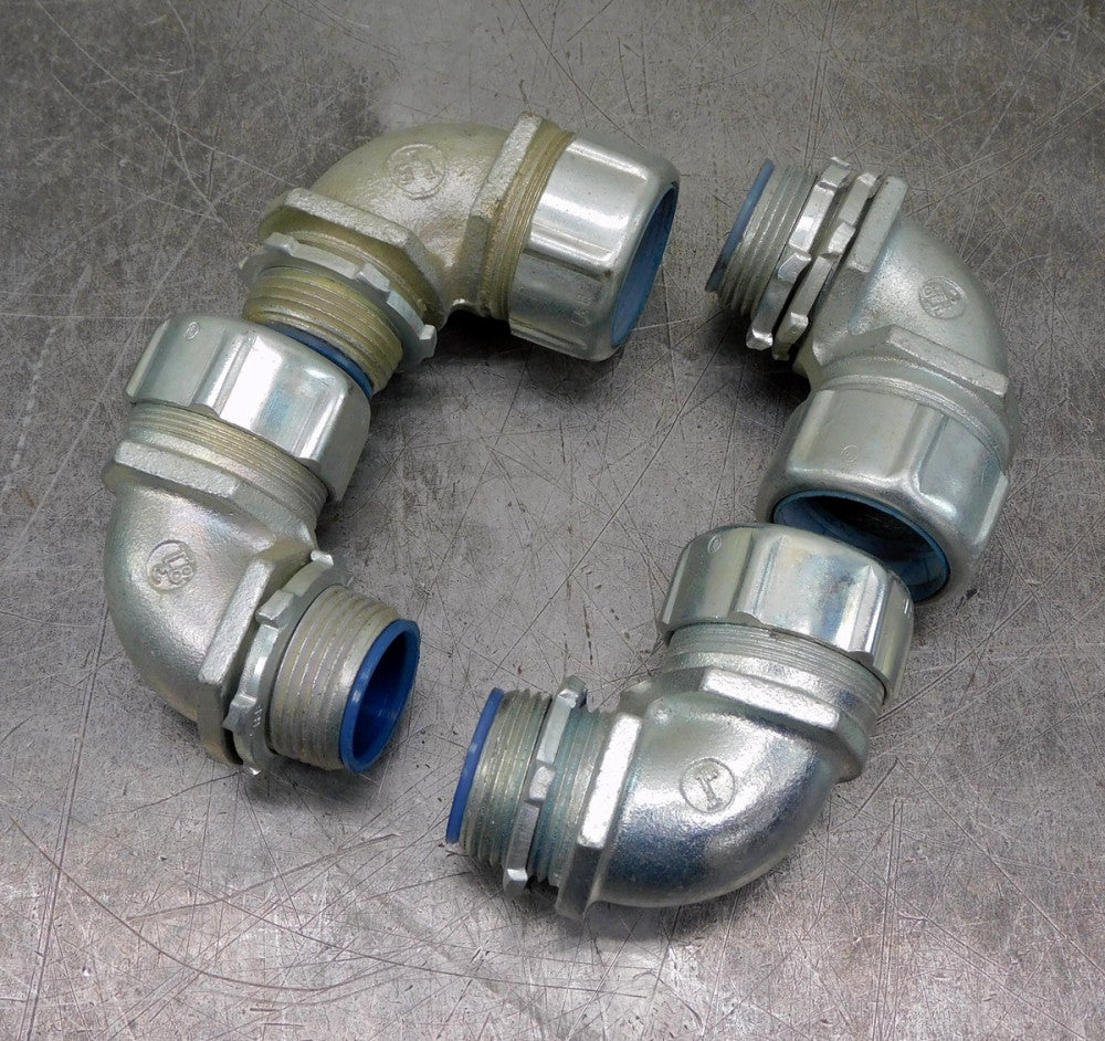 Lot of Four (4) Thomas & Betts 5354 1" 90° Degree Liquidtight Conduit Connector