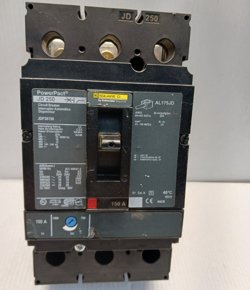 New Takeout Square D JDP36150 Circuit Breaker 150 Amp 3 Pole 600 Vac