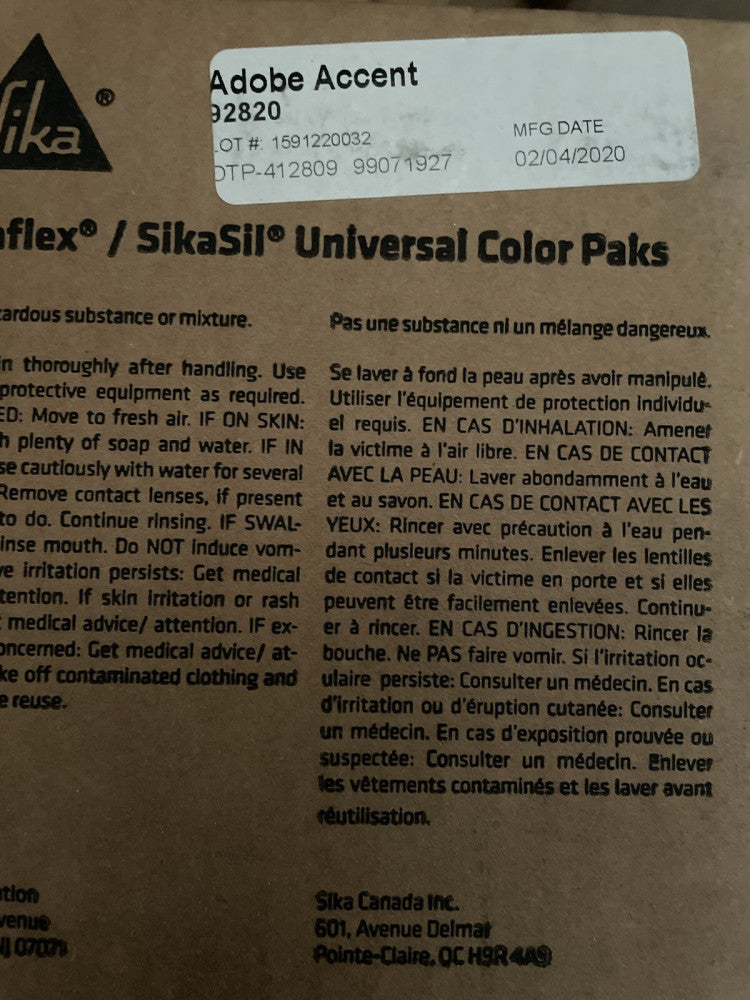 (16) SIKA / SIKASIL UNIVERSAL COLOR PAKS ADOBE ACCENT 92820
