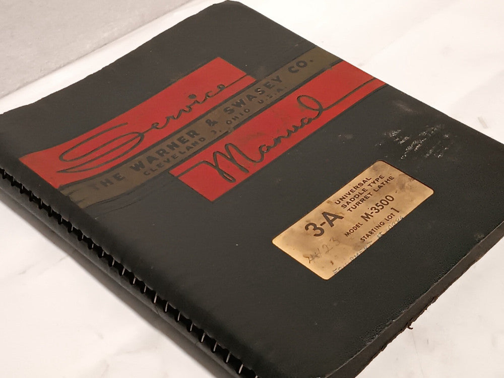 Warner & Swasey 3A M3500 Saddle Type Turret Lathe Machine Service Manual