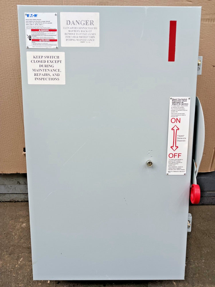 Eaton 200 Amp Fusible Shunt Trip Safety Switch 3 Pole 240 VAC 3R STS324FD31