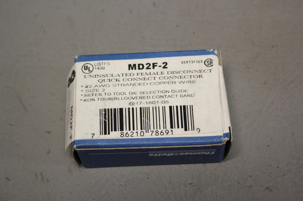 NEW THOMAS & BETTS MD2F-2 UNINSULATED FEMALE DISCONNECT LOT OF 8