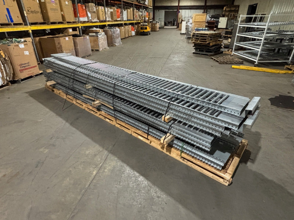 Mallard Manufacturing 192"L x 16"W Gravity Flow Racking, 16'L, LOT OF 18