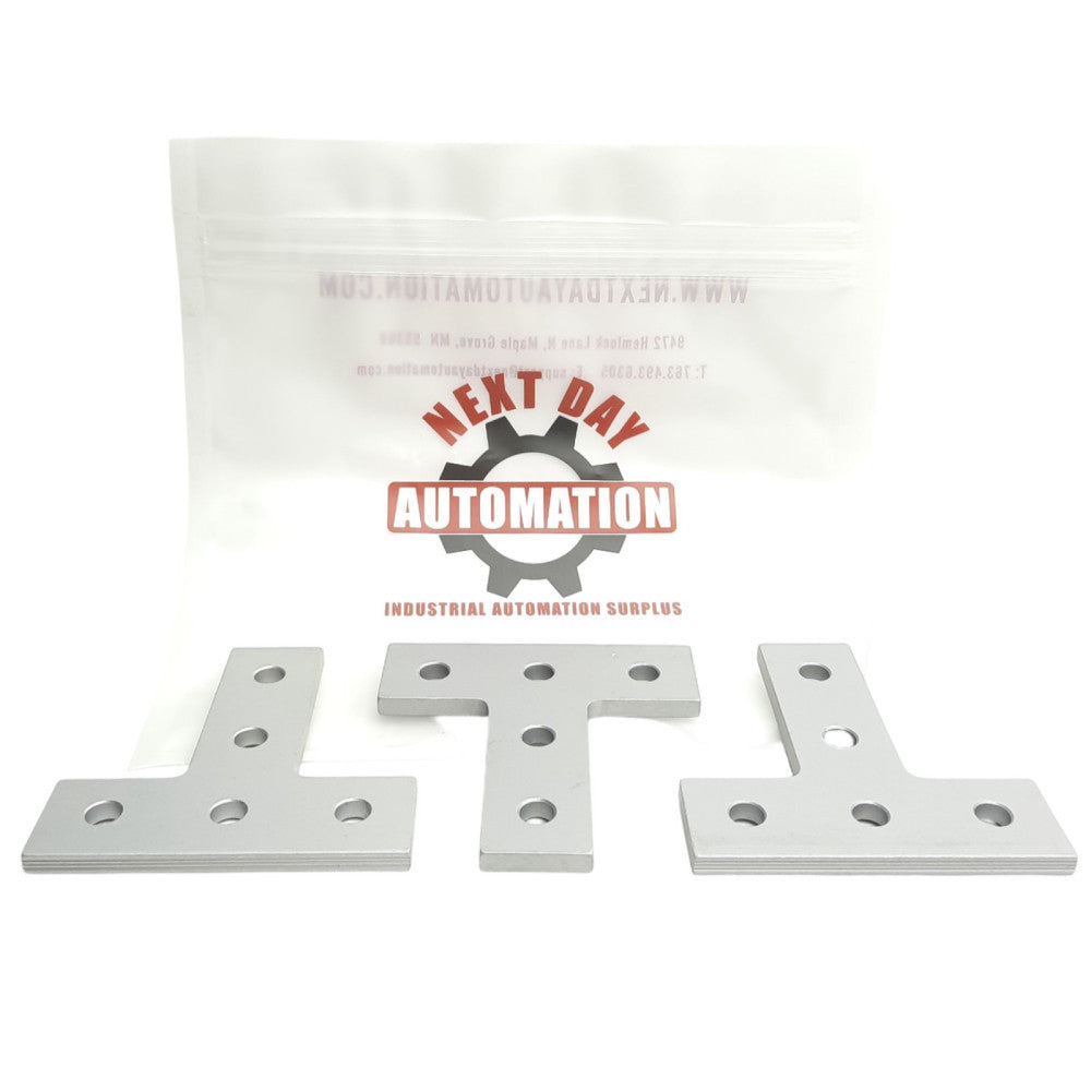Lot of 3 80/20 20-4080 T Flat Plates, 20 Series, 5-Hole, 60mm x 60mm x 4mm