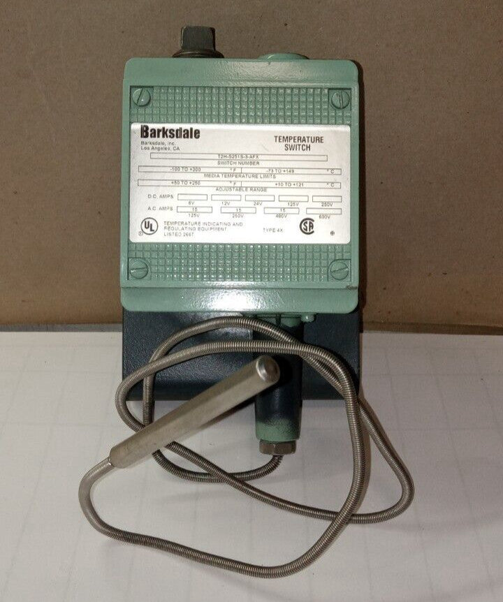 BARKSDALE TEMPERATURE SWITCH -73-149ºC 10-121ºC ADJ. RANGE T2H-S251S-A-FX