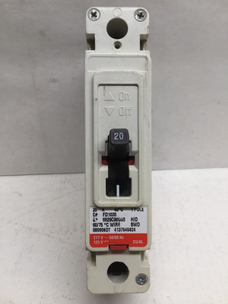 Eaton Cutler Hammer Industrial Circuit Breaker 6629C90G05 FD1020 20A 1 Pole