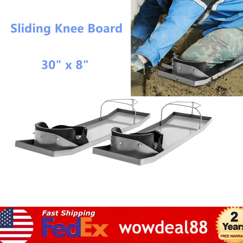 2Pcs Concrete Knee Boards 30" x 8" Slider Knee Boards 201 Stainless Steel w/Pads
