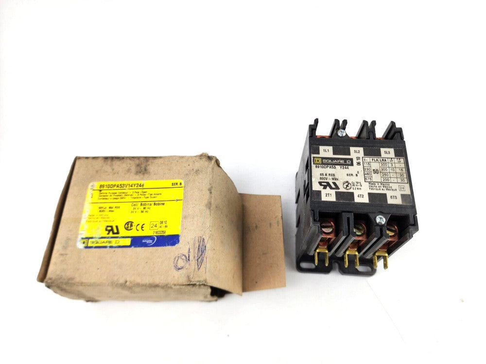 Schneider Square D 8910DPA53V14Y244 Definite Purpose Contactor 600VAC 50AMP 3 Pl