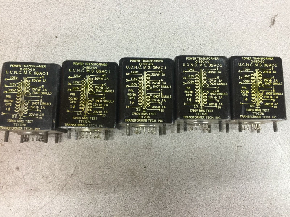 NEW NO BOX (LOT OF 5) TTI 105/115/125 VAC PRI 15/20 VAC SEC POWER TRANSFORMER Q-