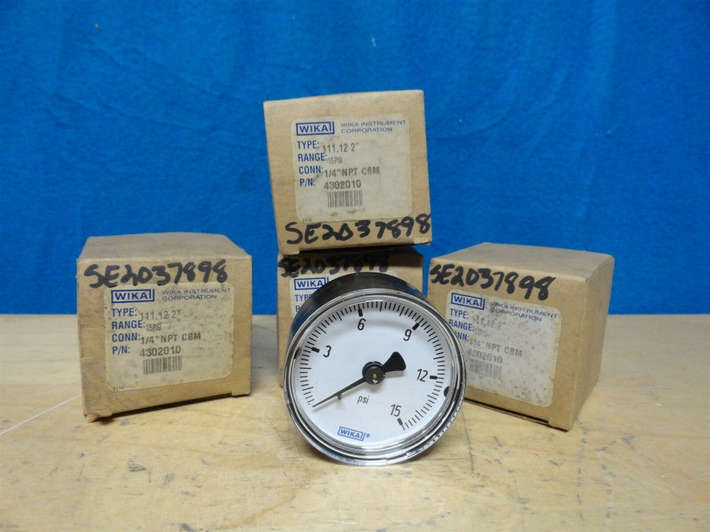 WIKA - GAUGE - PART NUMBER 111.12 2" - 15 PSI - LOT OF 4 - NEW