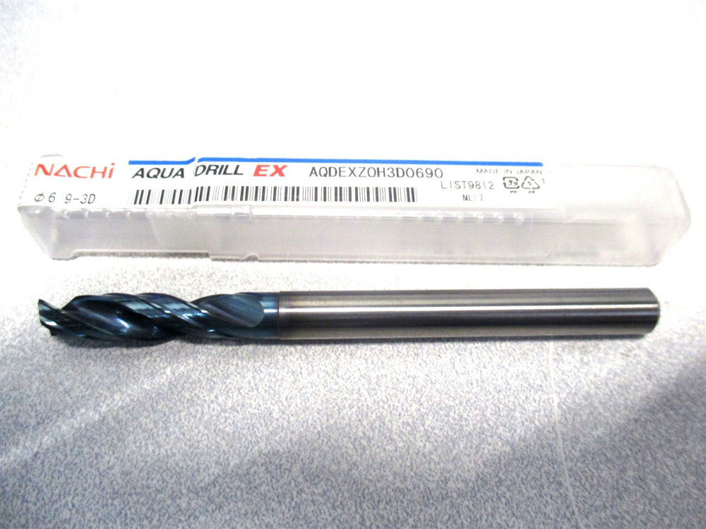 Nachi (0719166) 6.90mm x 88mm OAL 2-Flute RH Carbide Aqua Ex Flat Bottom Drill
