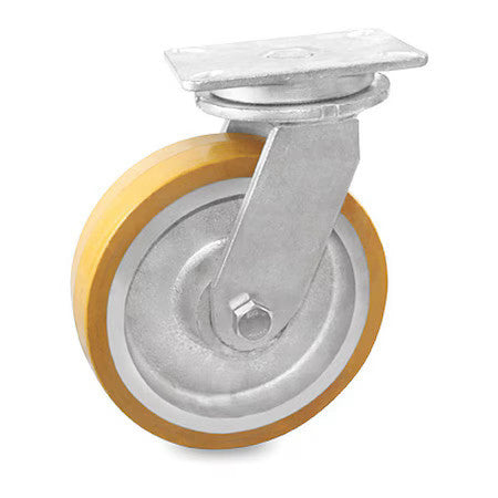 Zoro Select P29s-Uy100k-18 Plate Caster,3000 Lb. Load,Yellow Wheel