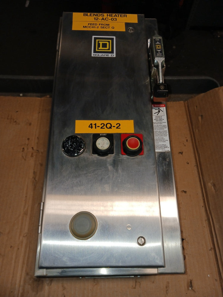 SQUARE D SIZE 0 FUSIBLE STAINLESS STEEL COMBINATION MOTOR STARTER 8536SB02S 5HP