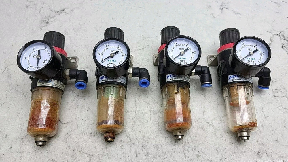 4 Pack Airtac AFR2000 Pneumatic Filter Regulator Assembly w/ Gauge Used