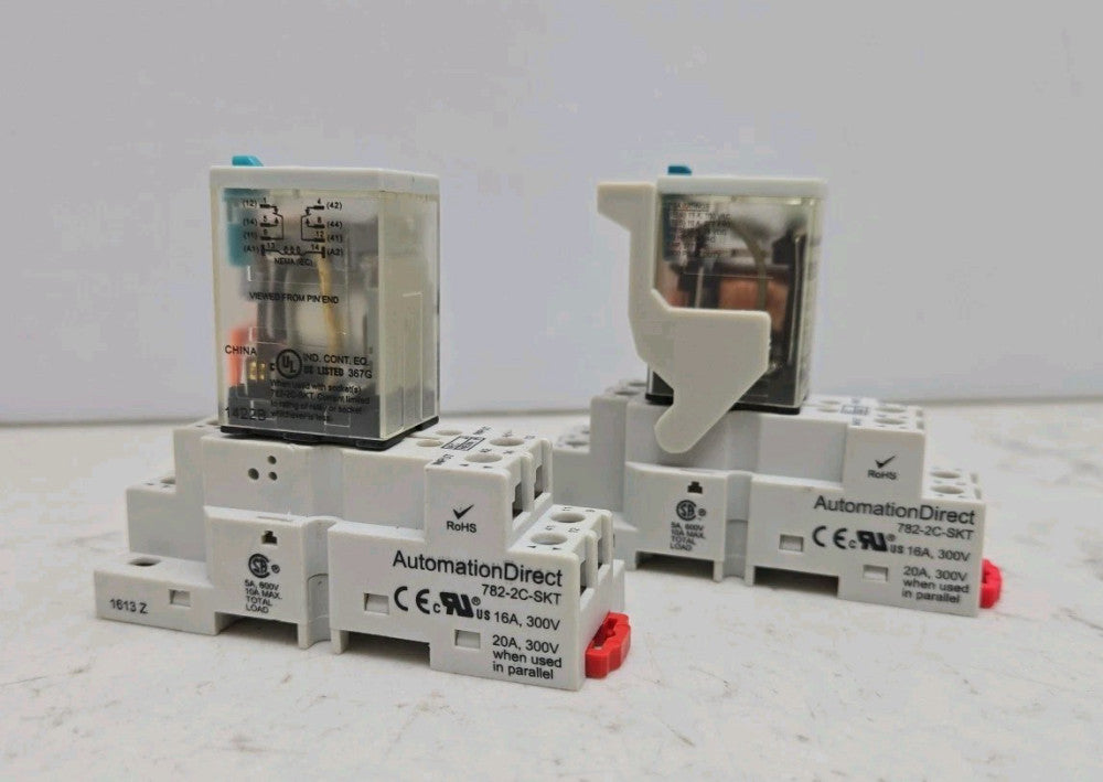2 Pack Automation Direct 782-2C-24D Relay 8 Pin 24 Vdc Coil w/ 782-C2-SKT Socket