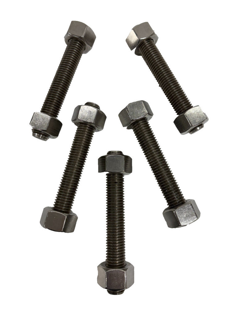 3/4"-10X 5-1/4" THREAD STUDS WITH HEX NUTS LOT OF 5, STAINLESS STEEL